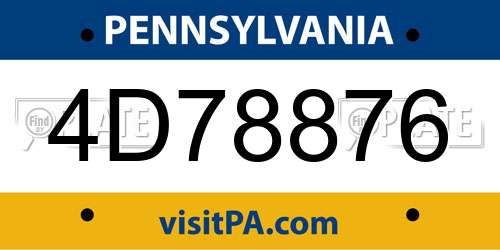 4D78876 Pennsylvania License Plate