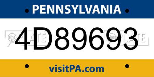 4D89693 Pennsylvania License Plate