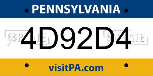 4D92D4 Pennsylvania License Plate