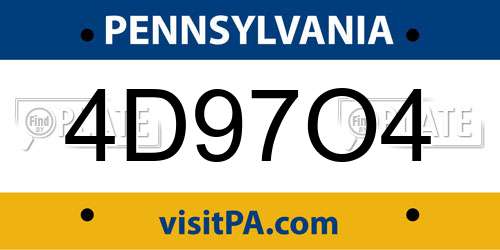 4D97O4 Pennsylvania License Plate