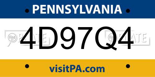 4D97Q4 Pennsylvania License Plate