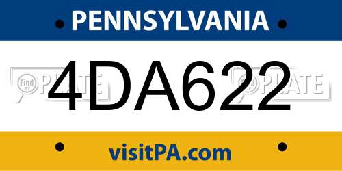 4DA622 Pennsylvania License Plate