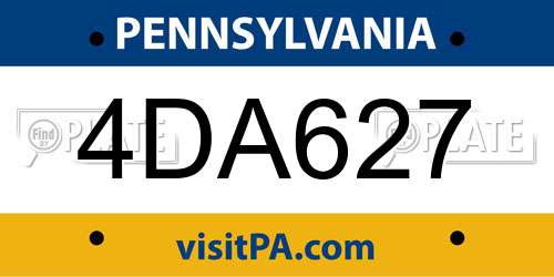 4DA627 Pennsylvania License Plate