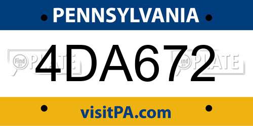 4DA672 Pennsylvania License Plate