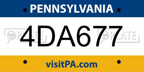 4DA677 Pennsylvania License Plate