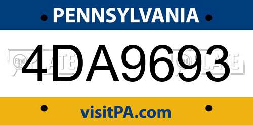 4DA9693 Pennsylvania License Plate