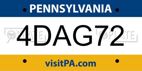 4DAG72 Pennsylvania License Plate