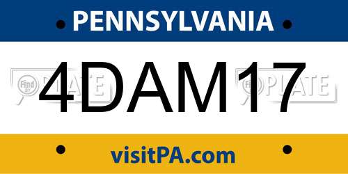 4DAM17 Pennsylvania License Plate