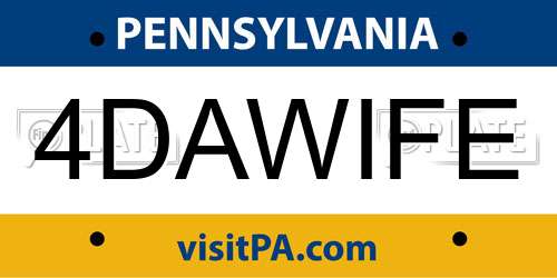 4DAWIFE Pennsylvania License Plate
