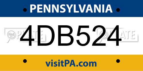 4DB524 Pennsylvania License Plate