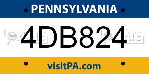 4DB824 Pennsylvania License Plate