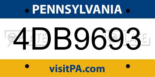4DB9693 Pennsylvania License Plate
