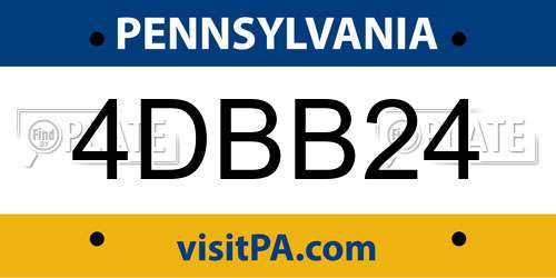 4DBB24 Pennsylvania License Plate