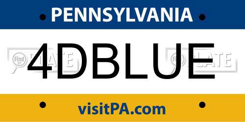 4DBLUE Pennsylvania License Plate