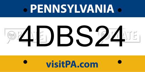 4DBS24 Pennsylvania License Plate