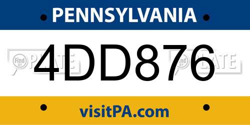 4DD876 Pennsylvania License Plate