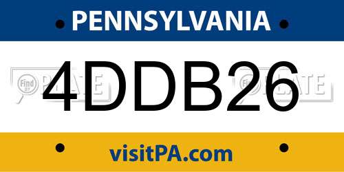 4DDB26 Pennsylvania License Plate