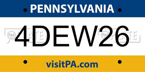 4DEW26 Pennsylvania License Plate