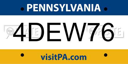 4DEW76 Pennsylvania License Plate