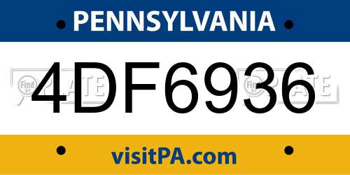 4DF6936 Pennsylvania License Plate