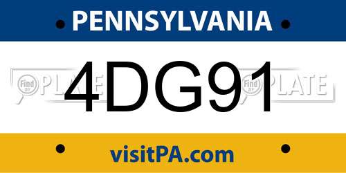 4DG91 Pennsylvania License Plate