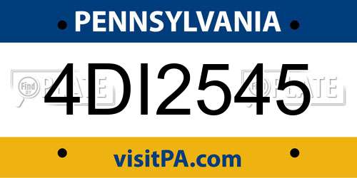4DI2545 Pennsylvania License Plate