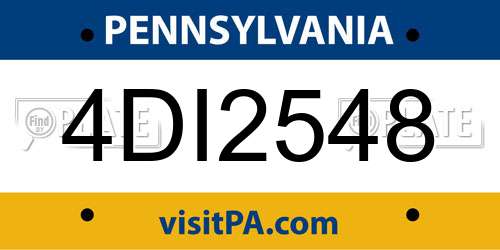 4DI2548 Pennsylvania License Plate