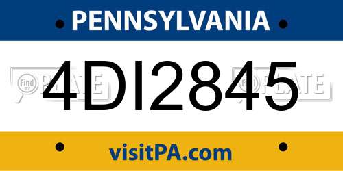 4DI2845 Pennsylvania License Plate