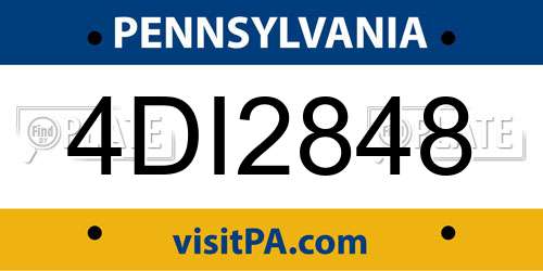4DI2848 Pennsylvania License Plate
