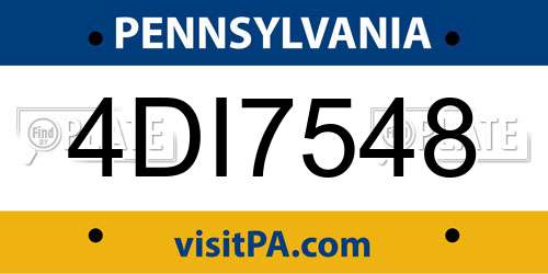 4DI7548 Pennsylvania License Plate