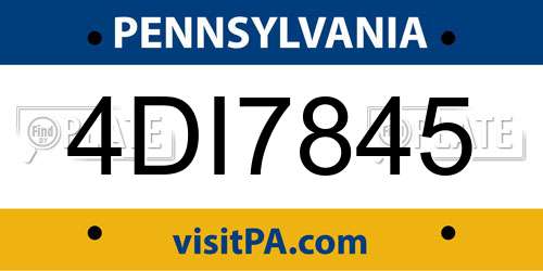 4DI7845 Pennsylvania License Plate