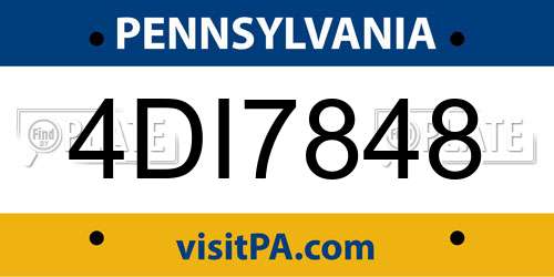 4DI7848 Pennsylvania License Plate