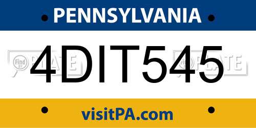 4DIT545 Pennsylvania License Plate
