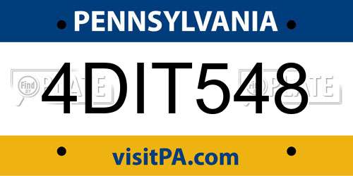 4DIT548 Pennsylvania License Plate
