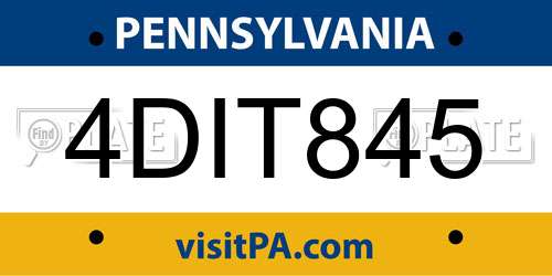 4DIT845 Pennsylvania License Plate