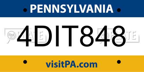 4DIT848 Pennsylvania License Plate