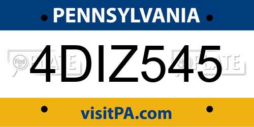 4DIZ545 Pennsylvania License Plate