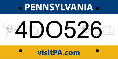 4DO526 Pennsylvania License Plate