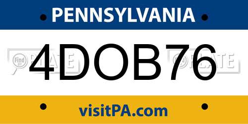 4DOB76 Pennsylvania License Plate