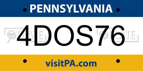 4DOS76 Pennsylvania License Plate