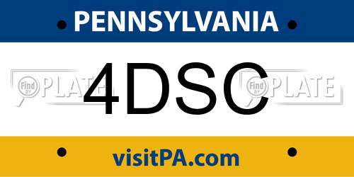 4DSC Pennsylvania License Plate
