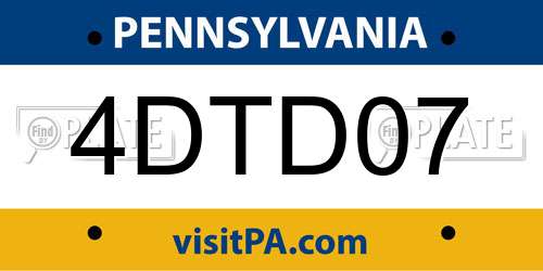4DTD07 Pennsylvania License Plate