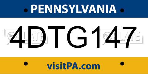 4DTG147 Pennsylvania License Plate