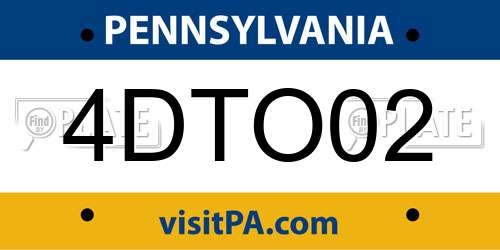 4DTO02 Pennsylvania License Plate
