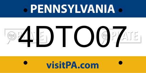 4DTO07 Pennsylvania License Plate