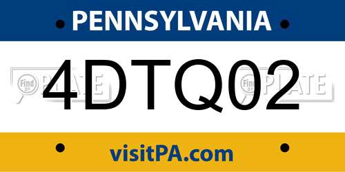 4DTQ02 Pennsylvania License Plate