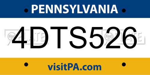 4DTS526 Pennsylvania License Plate