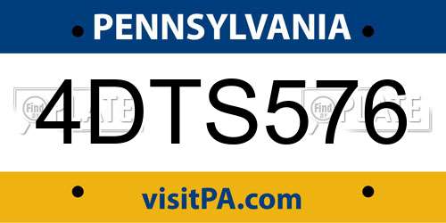4DTS576 Pennsylvania License Plate