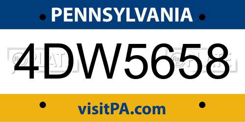 4DW5658 Pennsylvania License Plate