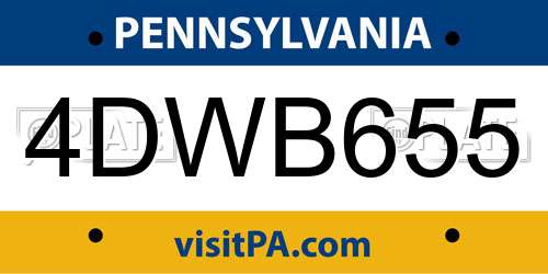 4DWB655 Pennsylvania License Plate